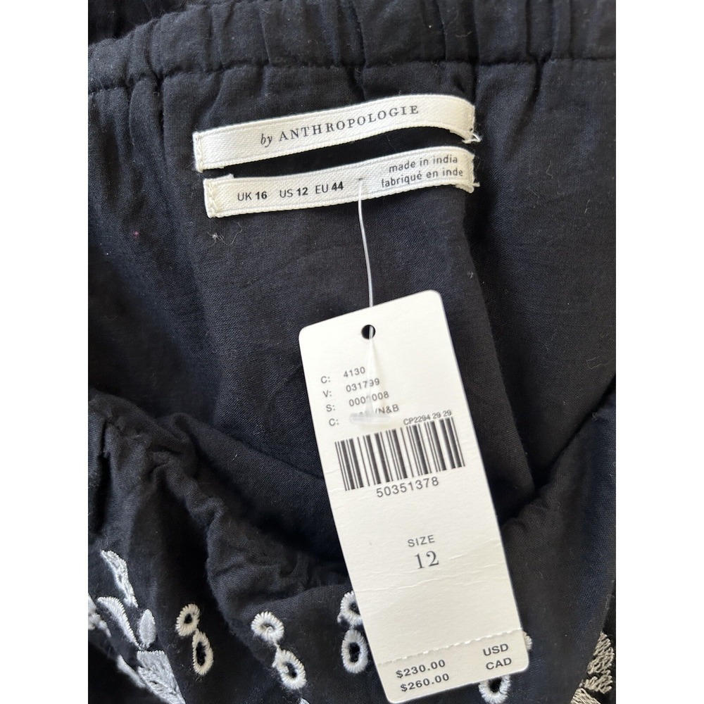 NWT‎ Anthropologie Marisol Black Embroider Off- Shoulder Boho Dress 12 MSRP $230 - Picture 7 of 7